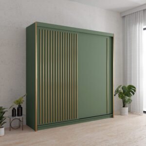 Pesto Sliding Wardrobe, Green Sliding Wardrobes Home Store UK