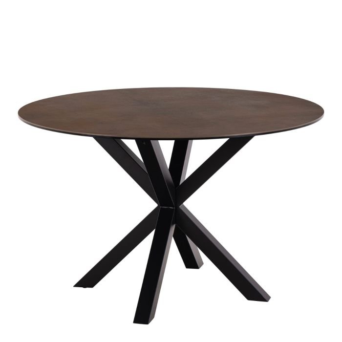 Arcadia Round Dining Table with Ceramic Rusty Brown Top.- Front Side - Dining Tables - Home Store UK.