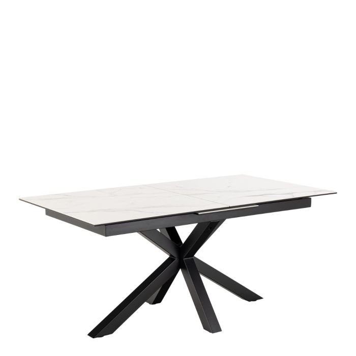 Bliss Extendable Dining Table with Ceramic White Top 168cm.- Front Side - Dining Tables - Home Store UK.