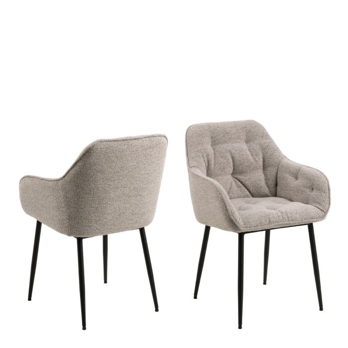 Mia Dining Chair with Armrest in Monza Beige Set of 2.- Both Sides -Dining Chairs - Home Store UK.