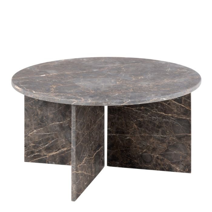 Modern Round Coffee Table in Marron Marble.- Left Side - Coffee Tables - Home Store UK.