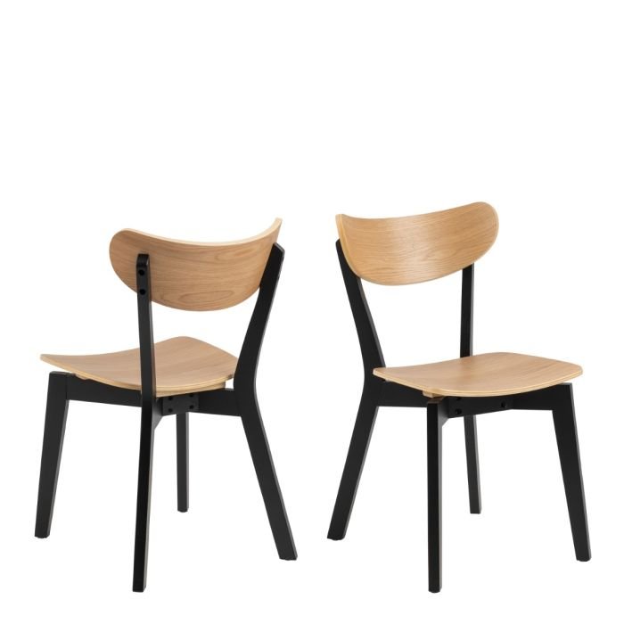Riverton Dining Chairs in Black and Oak Set of 2.- Both Sides - Dining Chairs - Home Store UK.