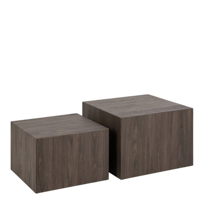 Slab Square Coffee Table Set in Smoked Ash.- Both Sides - Coffee Tables - Home Store UK.
