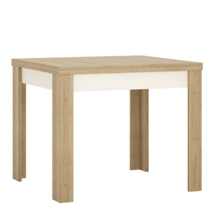 Venice Small Extending Dining Table 90-180cm in Riviera OakWhite High Gloss.- Left Side - Dining Tables - Home Store UK.