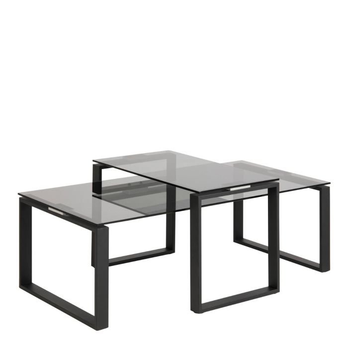 Aurelia Coffee Table Set with Smoked Glass Top. - Left Side - Coffee Tables - Home Store UK.