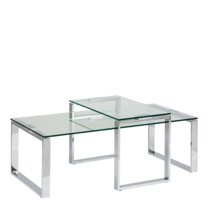 Elara Coffee Table Set with Glass Top.- Left Side - Coffee Tables - Home Store UK.