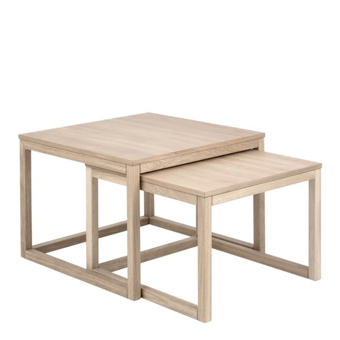 Harper Coffee Table in White Oak Set of 2. - Left Side - Coffee Tables - Home Store UK.
