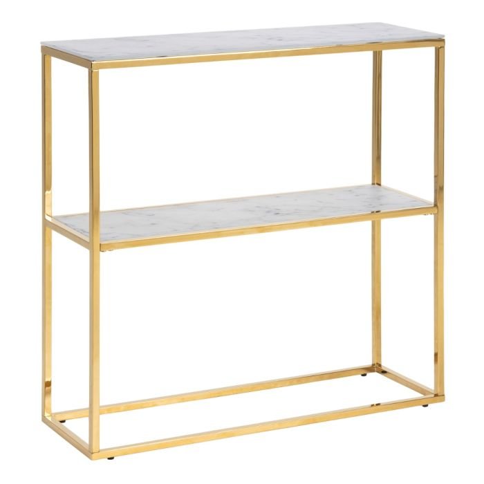 Ophelia Console Table with White Crystal Clear Marble Glass Top & Gold Legs.- left Side -Coffee Tables - Home Store UK.