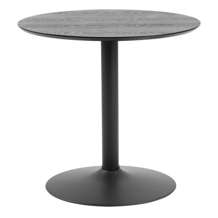 Palma Small Round Café Table with Black Ash Top and Matt Black Base.- Left Side - Coffee Tables - Home Store UK.