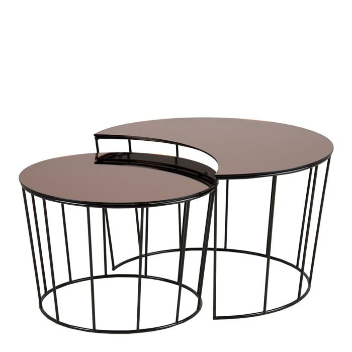 Solara Round Coffee Table Set with Bronze Glass.- Left Side - Coffee Tables - Home Store UK.