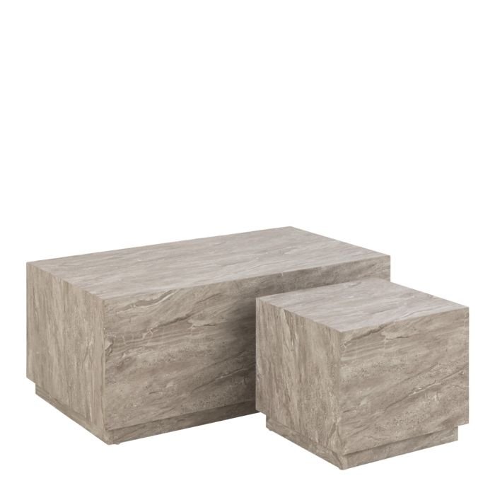 Vertex Coffee Table Set in Grey Marble. - Both Side - Coffee Tables - Home Store UK.