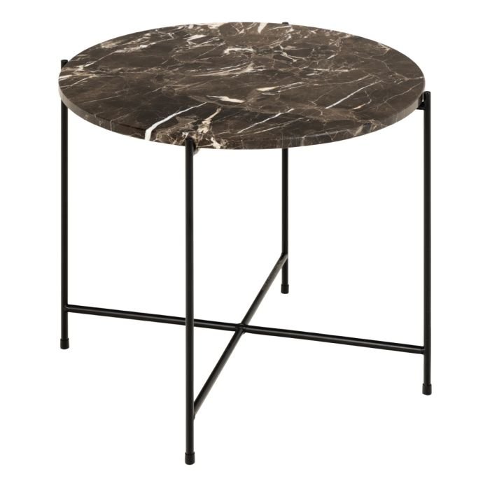 Cleo Side Table with Brown Marble Top 52x40cm. - Left Side - Side Tables - Home Store UK.