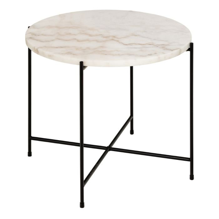 Elysian Side Table with White Marble Top 52x40cm. - Left Side - Side Tables - Home Store UK.