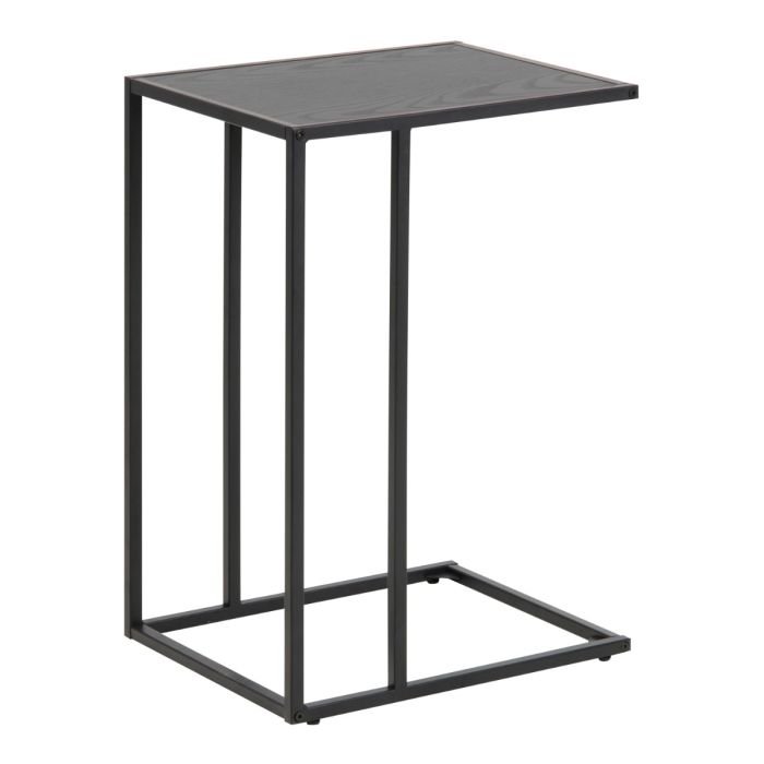 Portsmouth Black Metal Side Table with Black Top. - Left Side - Side Tables - Home Store UK.